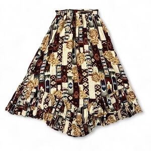 Roper High Low Skirt with Floral and Geometric Patterns